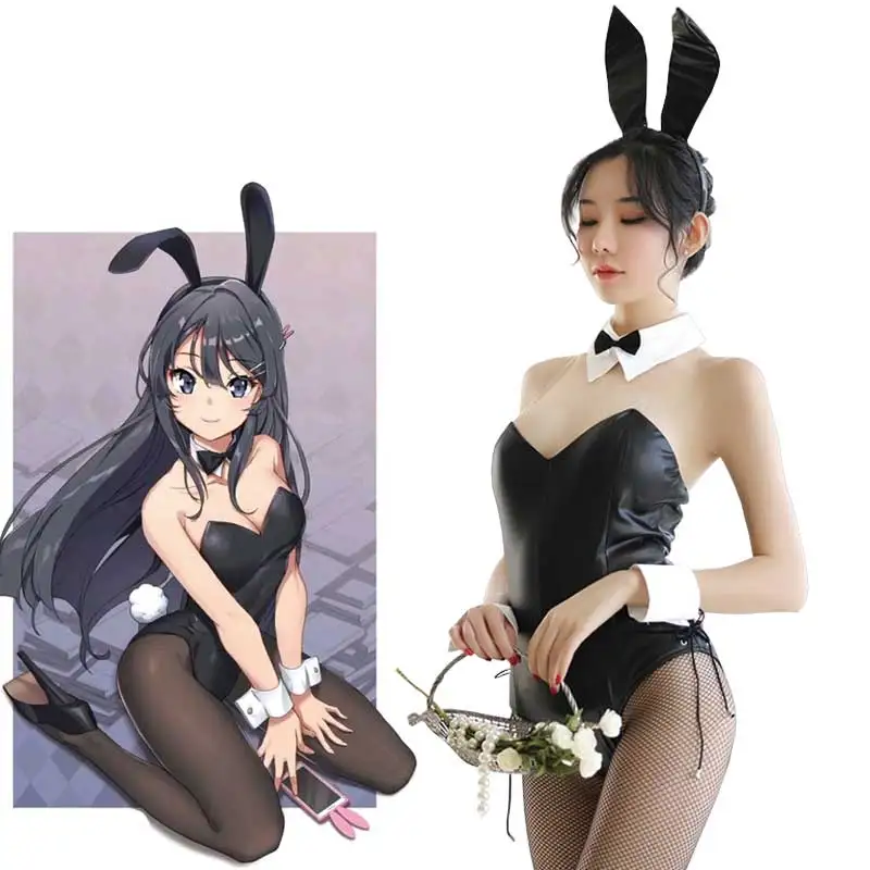 

Seishun Buta Yarou wa Bunny Girl Senpai no Yume wo Minai Косплей Хэллоуин костюм для девочек сексуальный милый кролик из искусственной кожи кролик