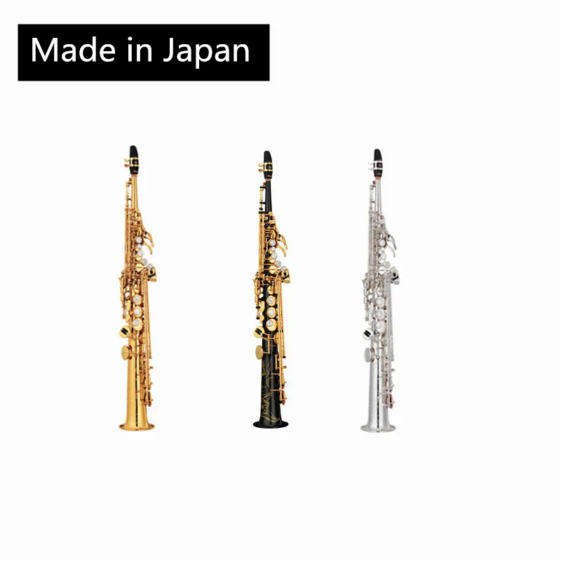 JM  Made in Japan 82Z Brass Straight Soprano Sax Saxophone Bb B Flat Woodwind Instrument Natural Shell Key Carve Pattern