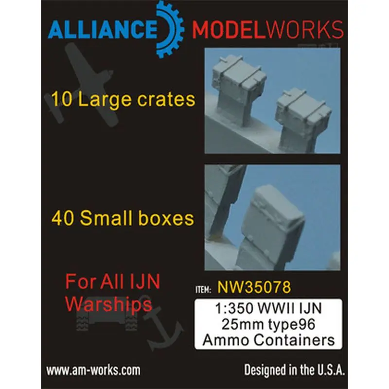 

AM-WORKS NW35078 1/350 WWII IJN 25mm type96 Ammo Containers - Upgrade Detail Set