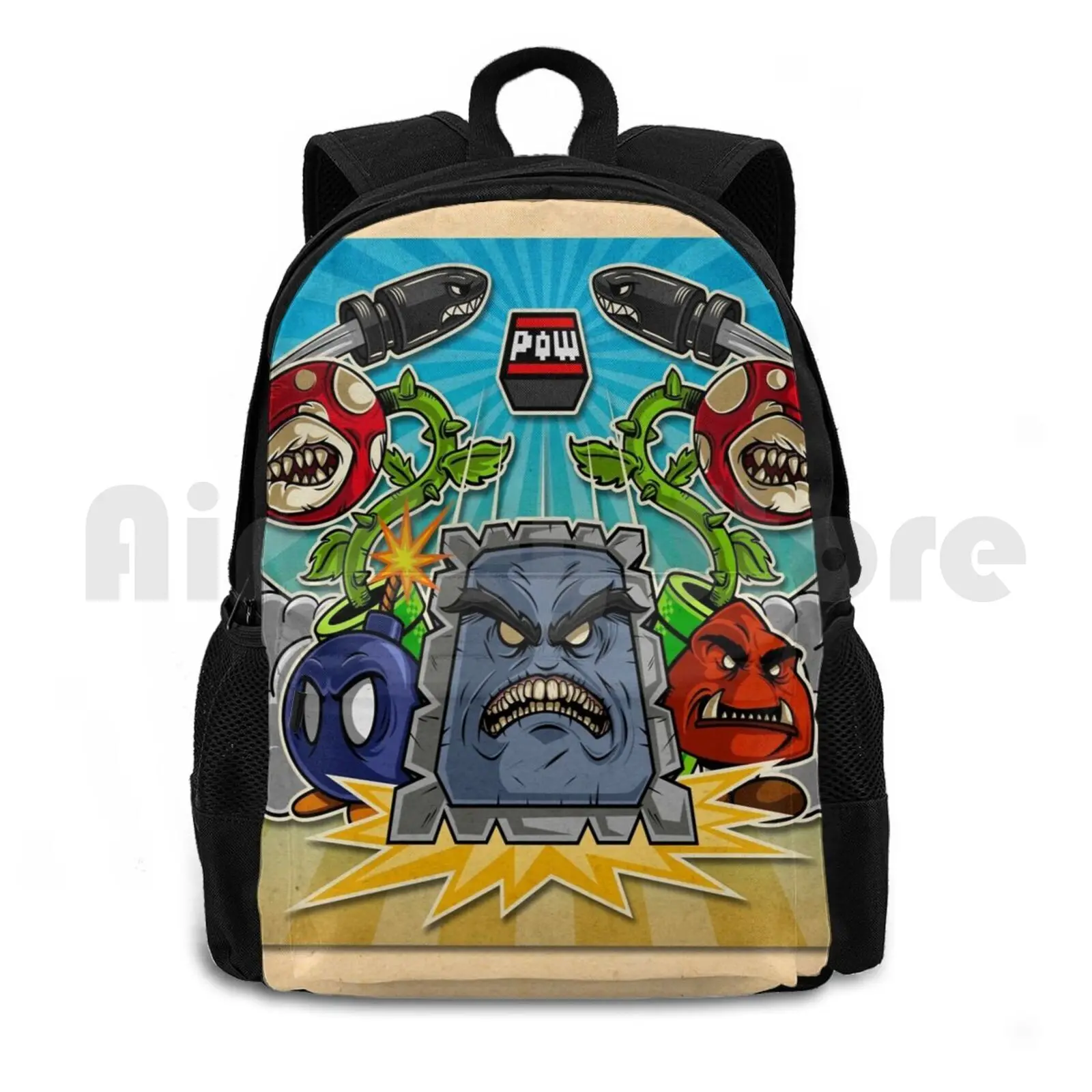 8-Bit Nightmare Outdoor Hiking Backpack Riding Climbing Sports Bag Super Bros Brother Gaming Video Games Bamboota