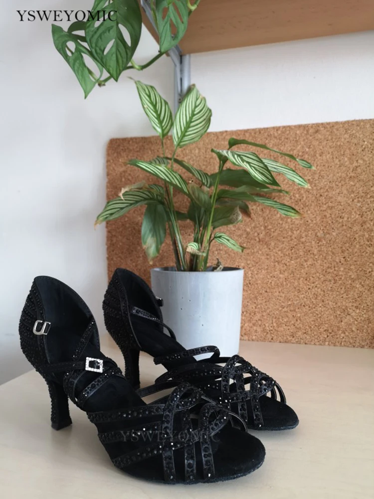 Shiny Schwarz Lila Latin Dance Schuhe Frauen Beliebte High Heel Tango Salsa Rumba Bachata Latin Sandale Tanz Schuhe Für Mädchen