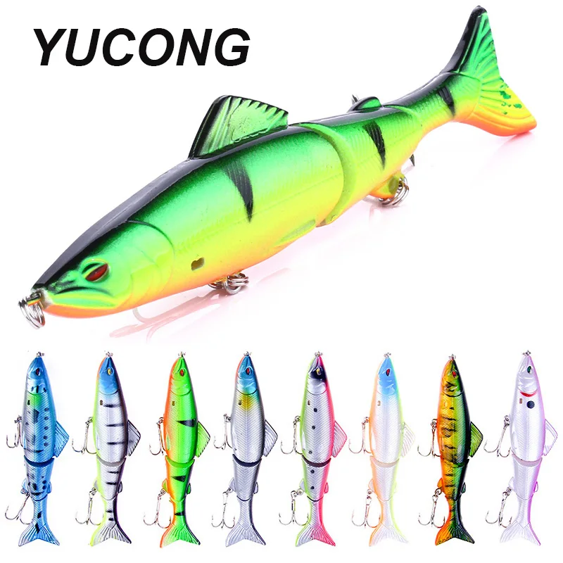 YUCONG 1PC Jointed Fishing Lure 12.5cm-18g Minnow Wobblers Swimbait ABS Lure With Soft Tail Bass Pike Pesca Isca Fishing Tackle