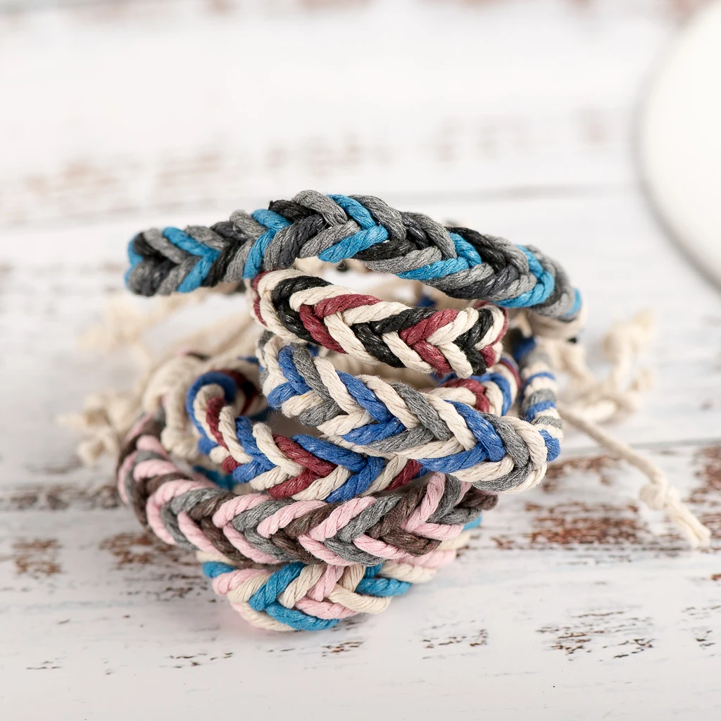 Adjustable Handmade Braided Macrame Rope Bracelet Thread Bracelets Lot For Women Wholesale #KY110