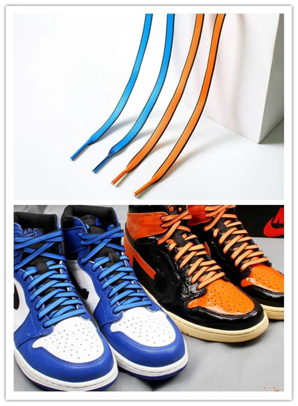 

High Quality Two dimensions Blue Orange Shoelaces 120/140/160cm Women Men High-top Canvas Casual Basketball Shoes Laces Strings