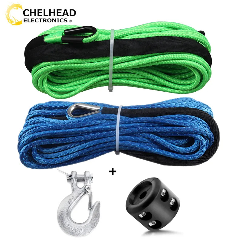 

Synthetic Winch Rope with Rubber Stopper Snap Hook ATV Towing Shackle Ropes for Jeep Off road ATV UTV Truck Car Accessories