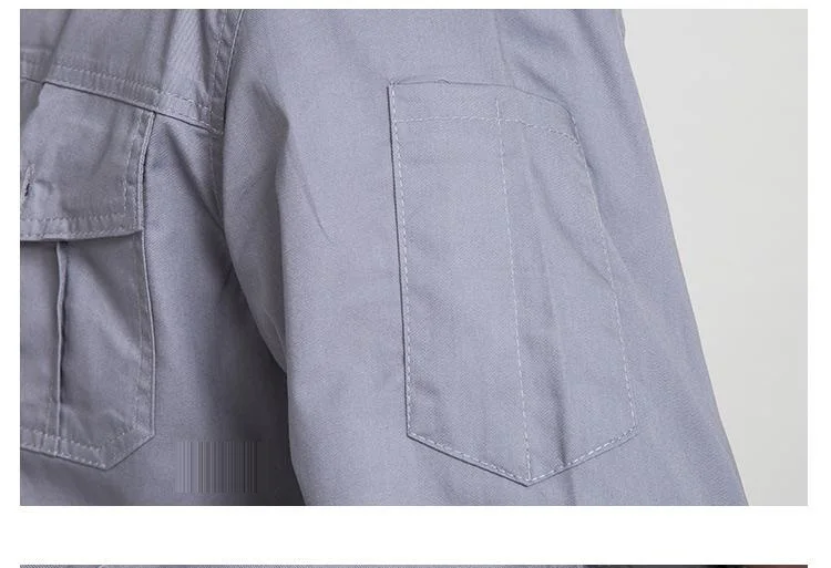 Zomerkleding voor werknemers Ademende overall Katoen Veiligheid Slijtvaste kraagvorm Effen kleur Dunne uniformen Tops + broek