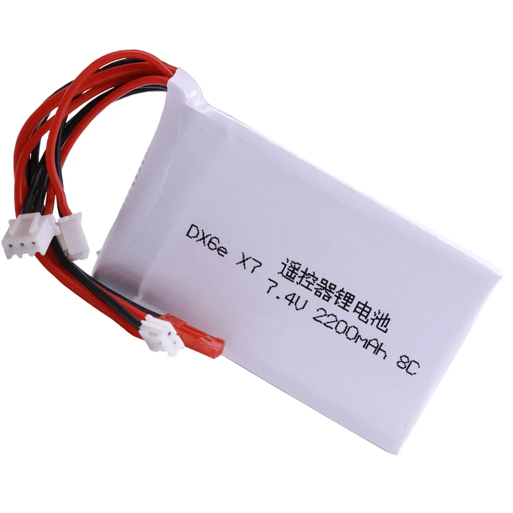 2S 7.4V 2200Mah 8C Lipo Batterij Voor Radiolink RC3S RC4GS RC6GS DX6e DX6 Voor Taranis Q X7 zender 2 Stuks