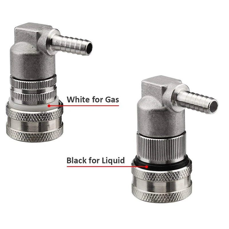 Stainless Steel Ball Lock Disconnect Gas & Liquid Corny Keg Fittings 1/4’’Barb & 1/4’’ MFL Ball Lock Keg Connector