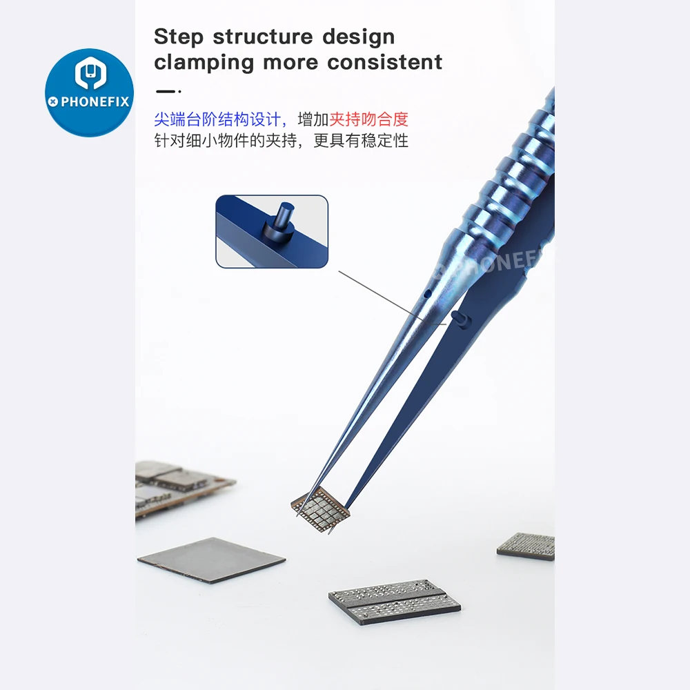 Pinzas de aleación de titanio para teléfono móvil, accesorio de precisión con huella dactilar, cable de salto, placa base, circuito integrado, reparación de reloj