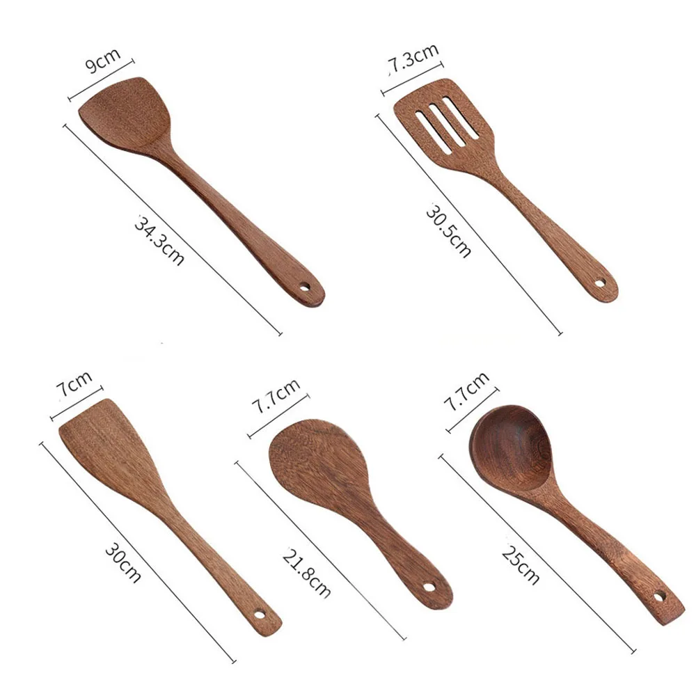 Wooden Kitchenware Long Handle Spatula Rice Scoop Vegetable Meat Cooking Shovel Mixing Spoons for Nonstick Pan Kitchen Tools