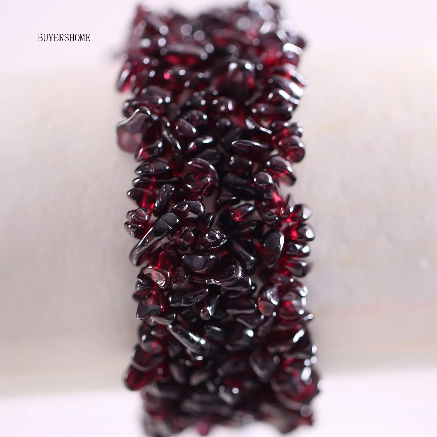 Weave Chip Bead Wrap Bracelet Red Garnet Stone Pulseras Stretch Strand Bracelet