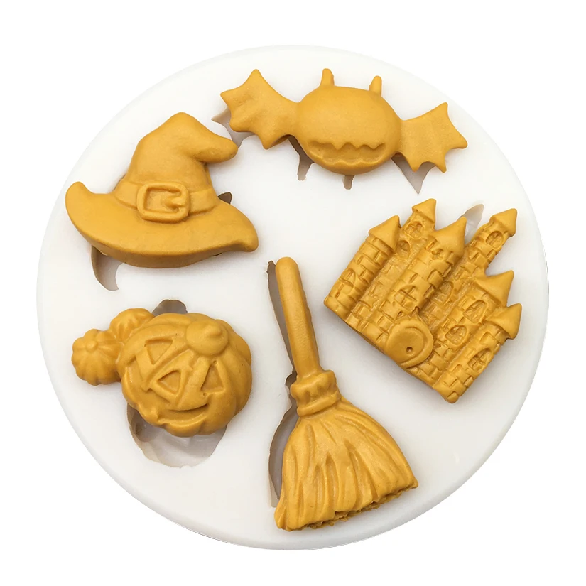 Halloween Broom Bat Jack-O\'-Lantern Silicone Mold Sugarcraft Chocolate Cupcake Baking Mold Fondant Cake Decorating Tools