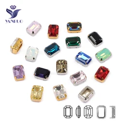 YANRUO 4610 Octagon K9 Crystal Rhinestones Sewing Needlework Strass for Craft Diamond Frame Claws Jewelry Making