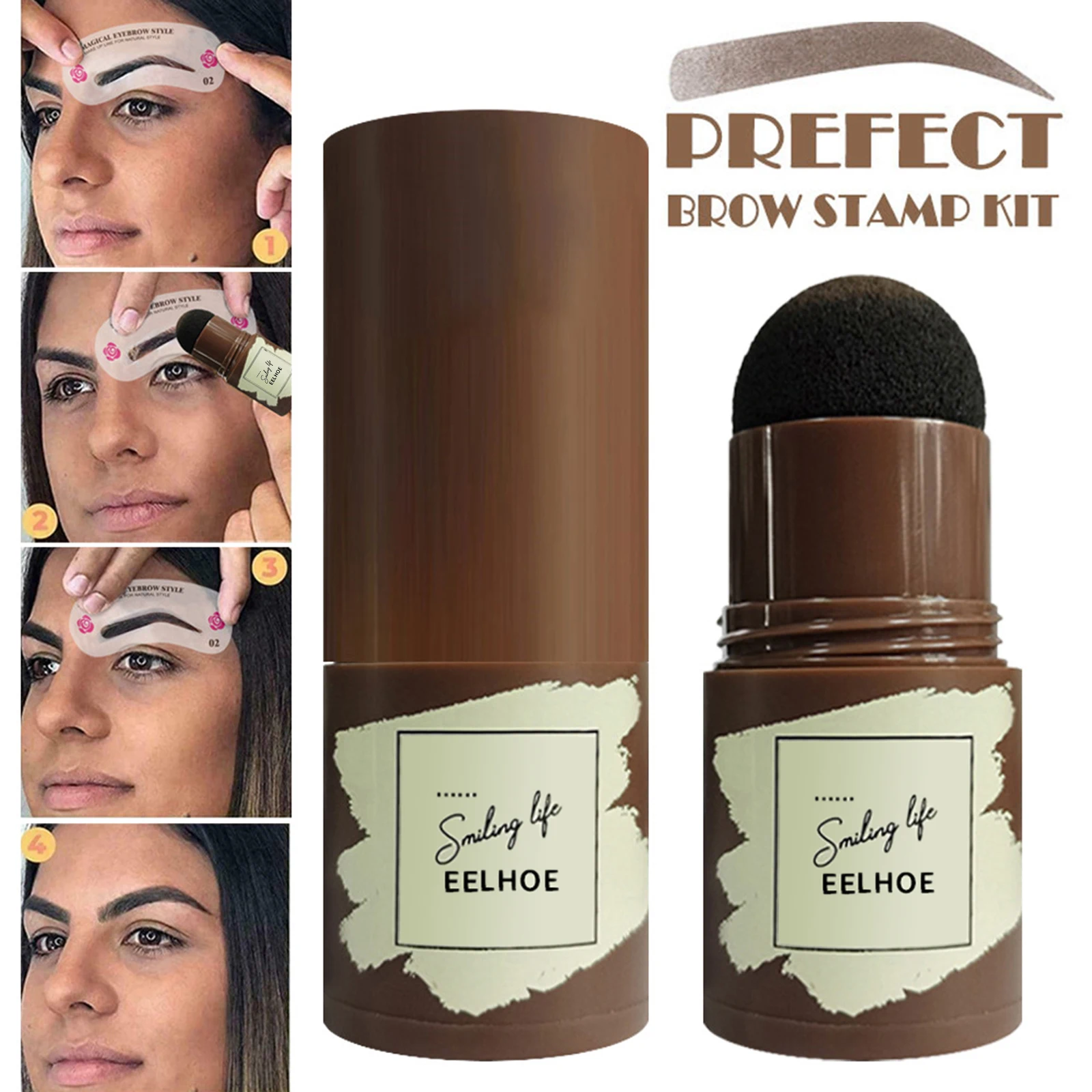 Waterproof One Step Eyebrow Stamp Shaping Kit Eyebrow Tint Lasting Natural With 24 Reusable Brow Stamp Stencil Eyebrow Enhancers