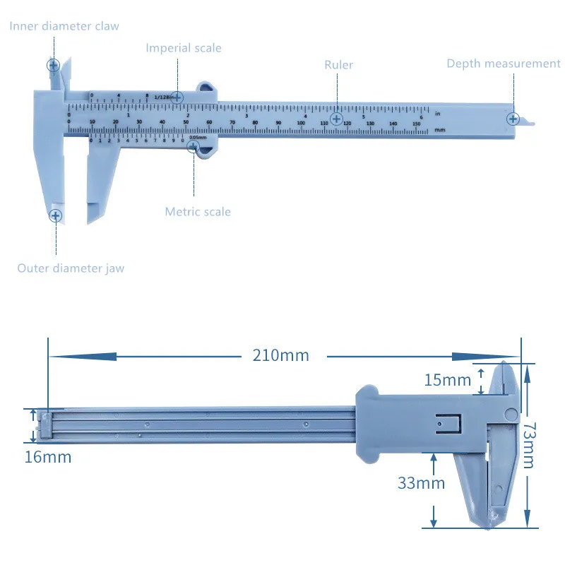 0-150mm Vernier Calipers Double Rule Scale Plastic Ruler For Jewelry Measurement School Student Measuring Tools Hand Tool