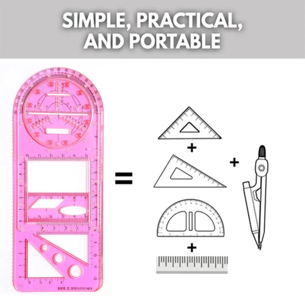 Multifunctional Geometric Ruler Geometric Drawing Template Measuring Tool For Active Drawing Ruler School Office Supply Ruler