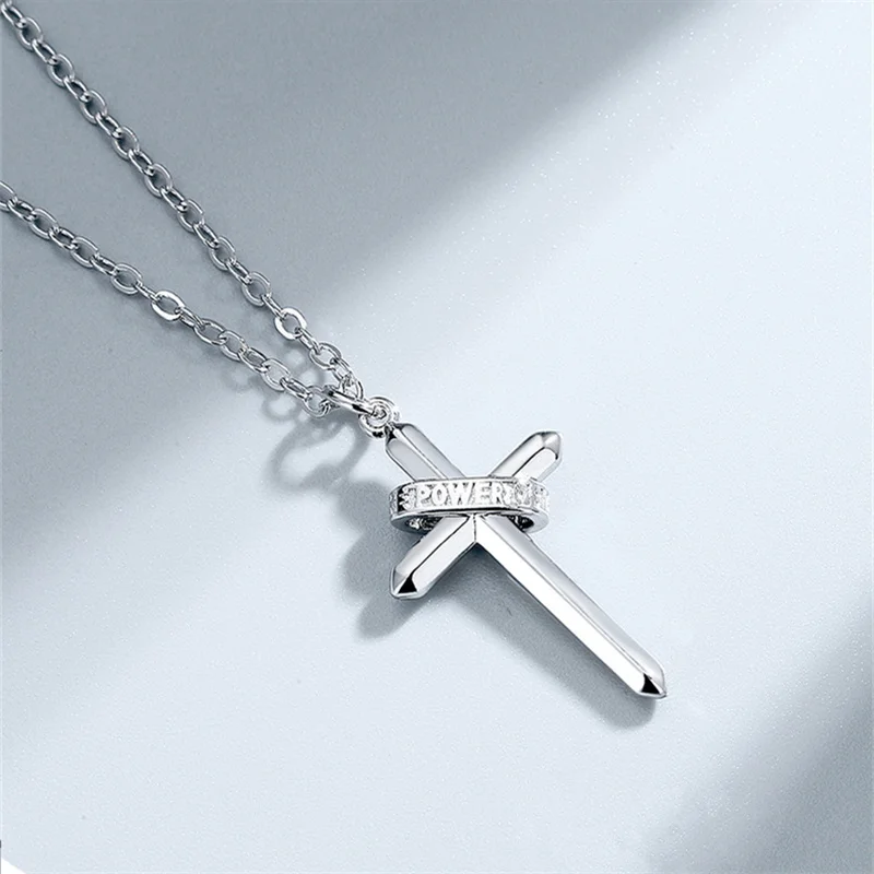 New Arrival Silver 925 Sterling Chain Necklace For Men Jewelry Classic Cross Pendant Male Choker Accessories For Boyfriend Gift