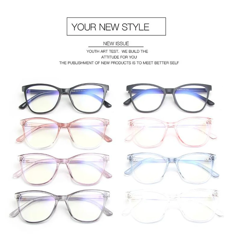 Rice Nail Frame Anti Blue Light Cat Eye Prescription Glasses For The Nearsighted TR90 Optical Spectacles 0 -0.5 -0.75 To -6.0