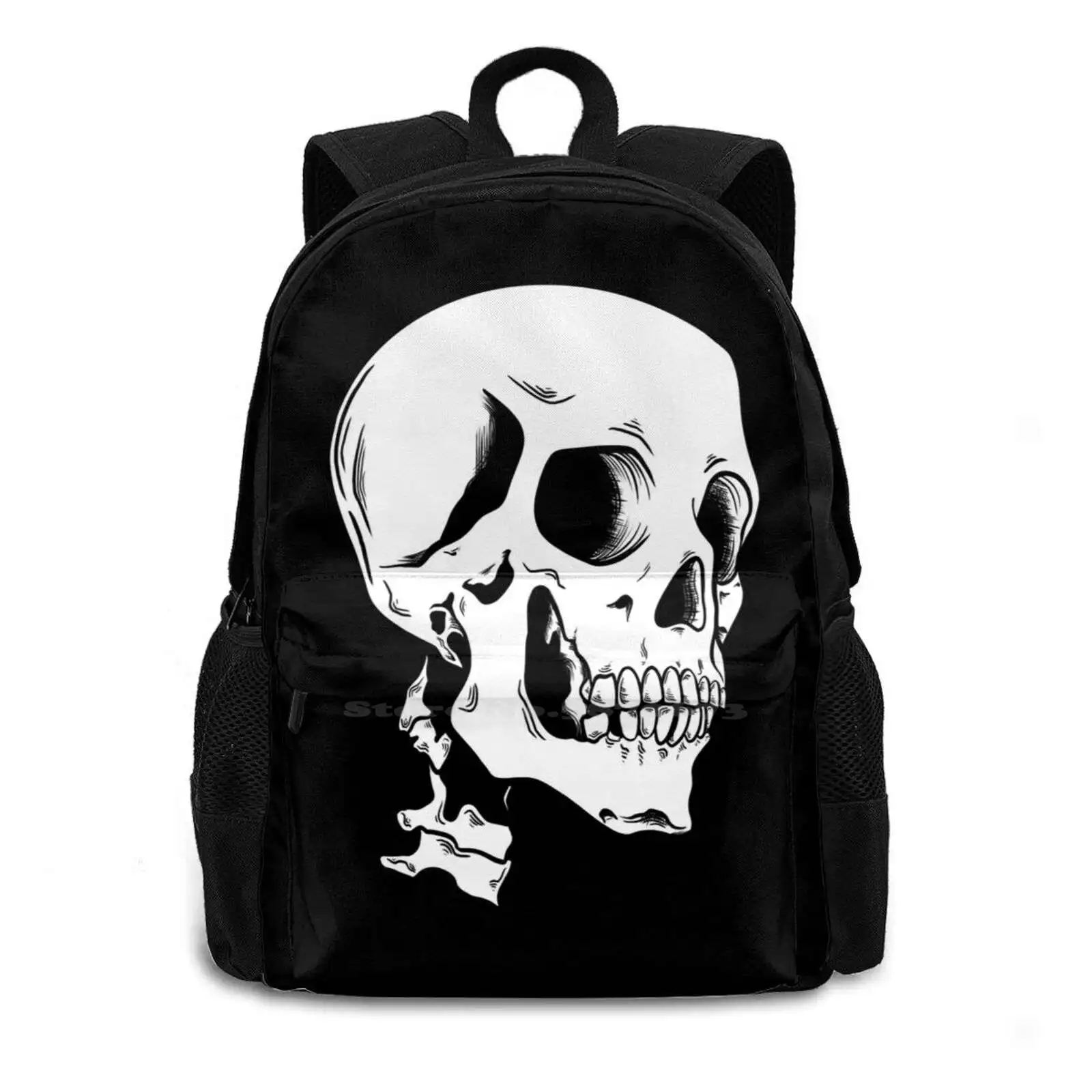 Skull School Bags Travel Laptop Backpack Skull Black And White