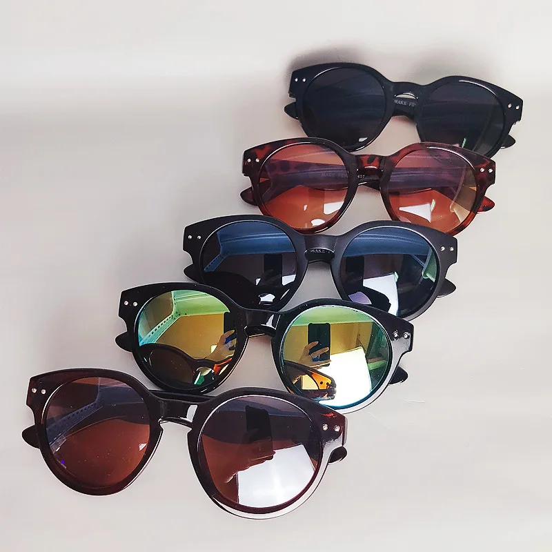 

Brand designer Retro Vintage Leopard Tortoise Frame Round Fashion Trendy Outdoor Goggles Punk Glasses Sunglasses Eyewear A457