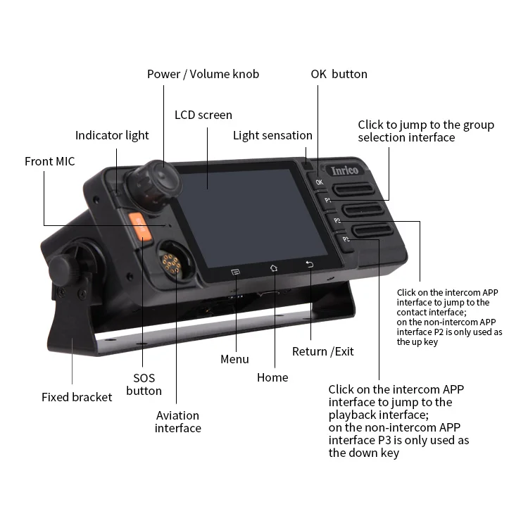 Inrico-walkie-talkie TM-9 4G para coche, Radio con cámara, pantalla táctil, GPS, SOS, Ham, Android, 4000mah, Poc, CB