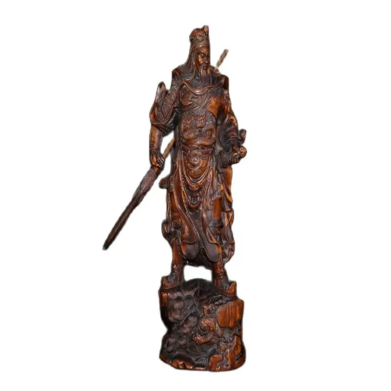 

Boxwood carving solid wood Guan Gong Wu God of wealth figure town house ward off evil spirits home furnishings