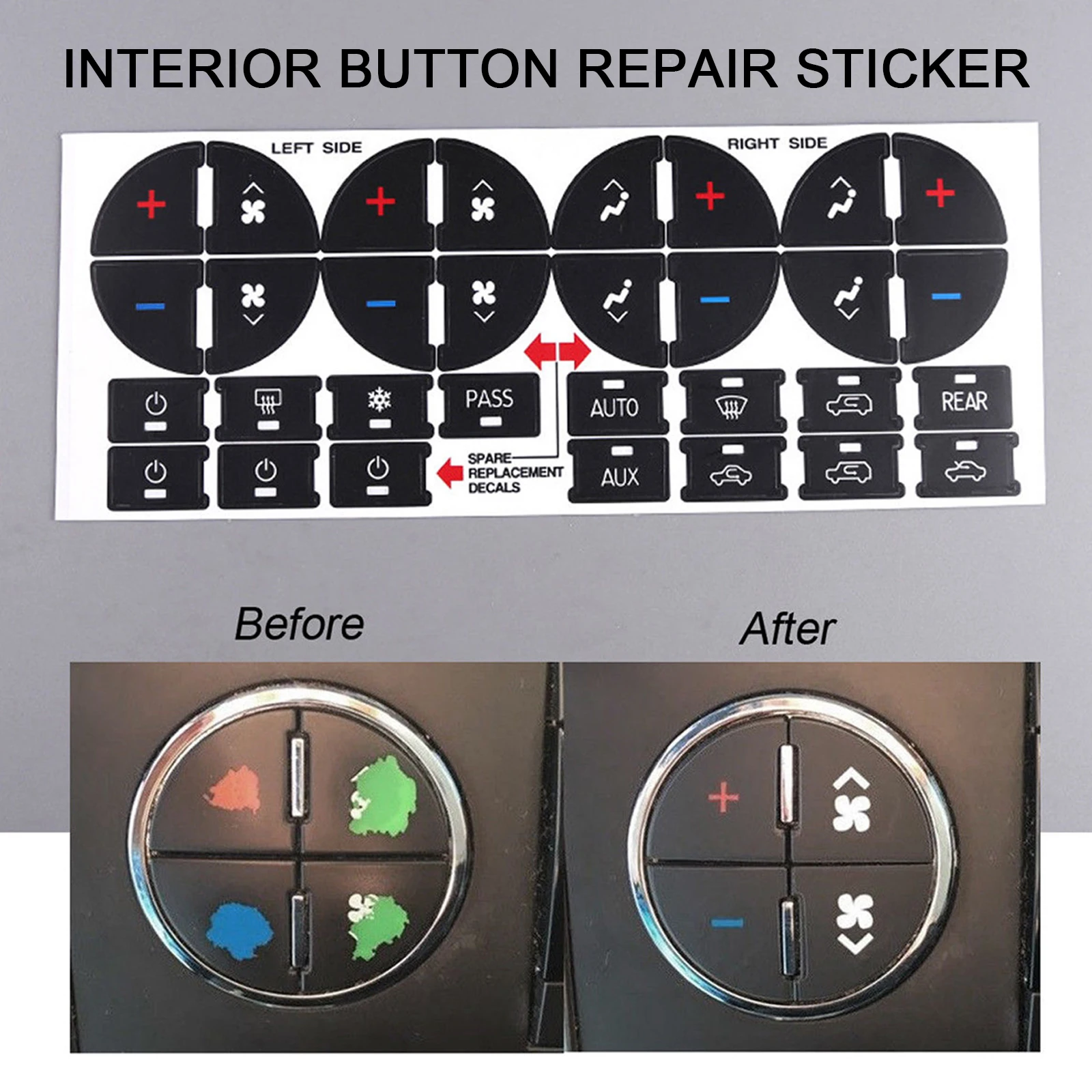 Climate Control Repair Replacement Interior Parts AC Dash Button Sticker For Tahoe Suburban Avalanche Silverado Yukon Stickers