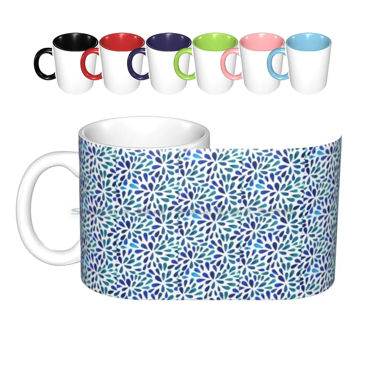 Floral Pattern Ceramic Mugs Coffee Cups Milk Tea Mug Floral Pattern Pattern Blue Pattern Pattern With Flower Popular Viral