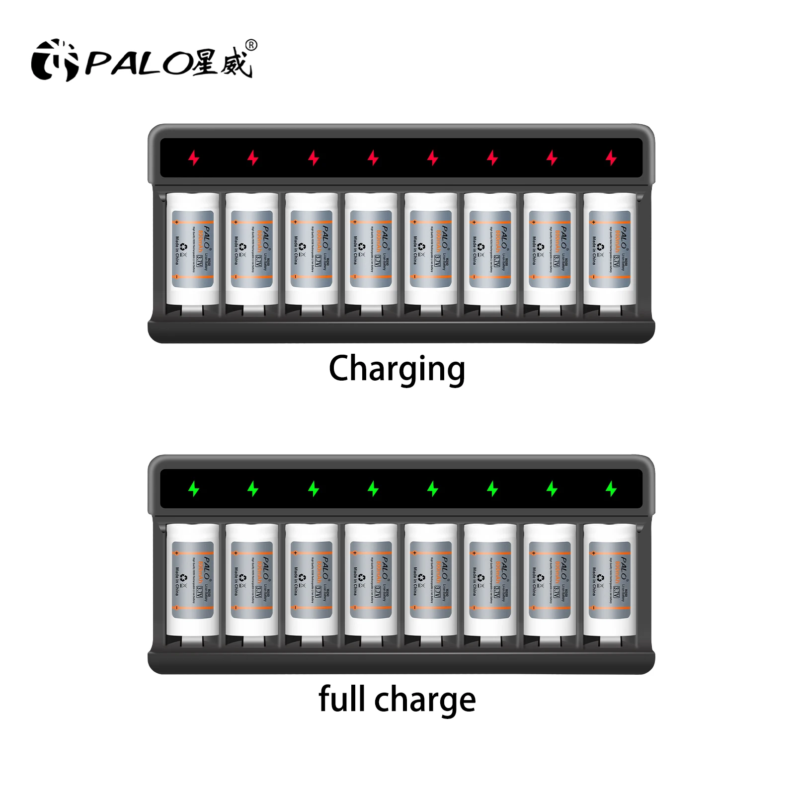 PALO 16350 Batteries Rechargeable Battery 3.7V 800mAh with 16340 16350 16360 CR123 CR123A Battery Charger Universal Charger