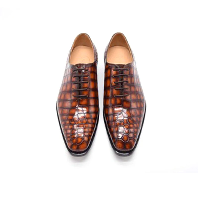 chue new crocodile leather men shoes  business  Men shoes  pointed  lace-up  leather sole men formal shoes men dress shoes