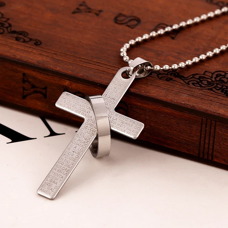 NEW Fashion Stainless Steel Pendant Christian Bible Prayer Cross Pendant Men Necklace Charming Gifts Jewelry Gifts 2024
