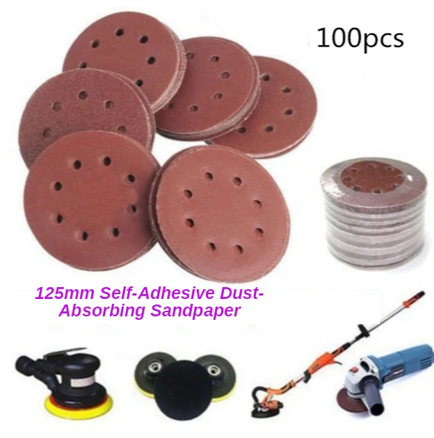 

100pcs 125mm Round Shape Sanding Discs Hook Loop Sanding Paper Buffing Sheet Sandpaper 8 Hole Sander Polishing Pad Sandpaper