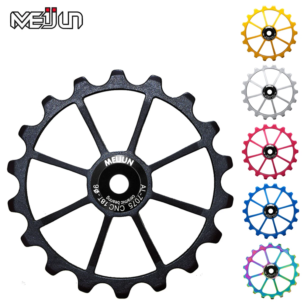 

MEIJUN 17T 18T MTB Bicycle Rear Derailleur Jockey Wheel Ceramic Bearing Pulley AL7075 CNC Road Bike Guide Roller Idler 4 5 6mm