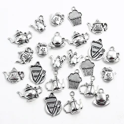 20pcs Mixed Tibetan Silver Coffee Cup Teapot Charms Pendants Jewelry Making Bracelet Findings Diy Handmade Crafts Accessories