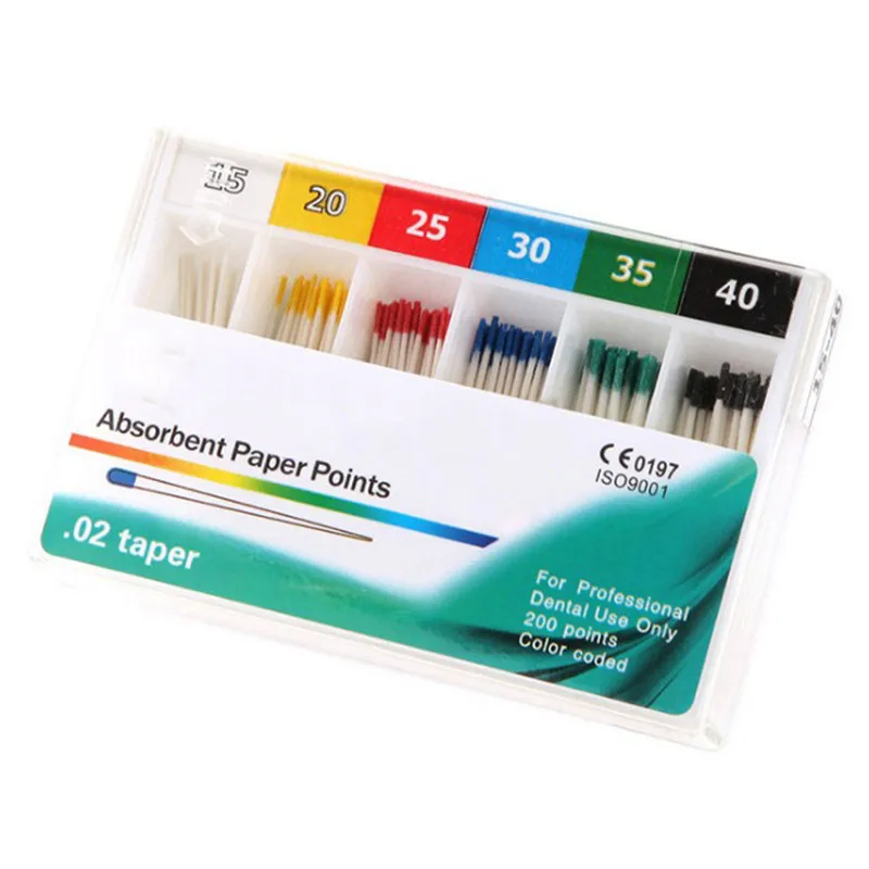 200pcs/pack Dental Absorbent Paper Points Mixed Sizes#15-40 Paper Tips Root Cancel Endodontics Cotton Fiber Tips Dentist Product