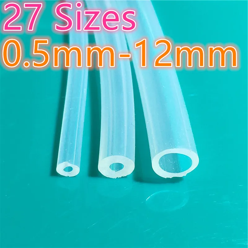 1 Meter 27 sizes 0.5mm to 12mm Food Grade Transparent Silicone Tube Rubber Hose Water Gas Pipe