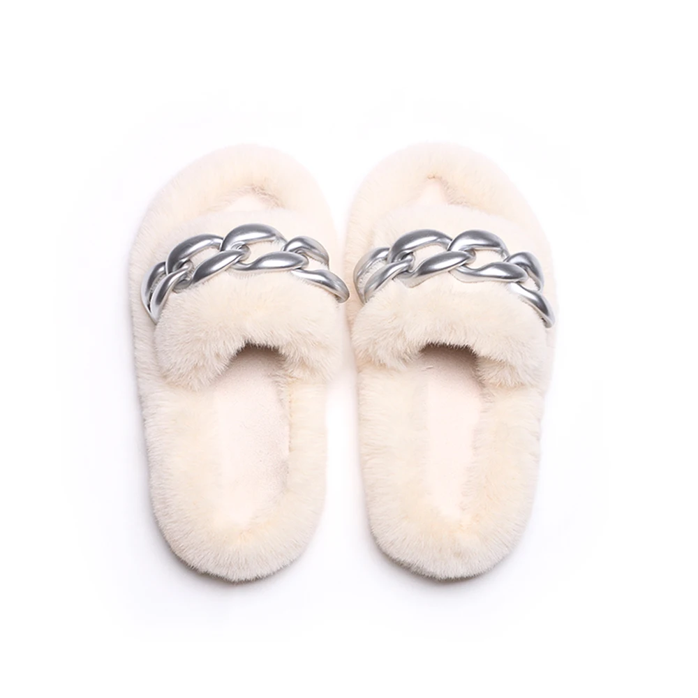 Women's Fur Slippers Fashion Simple Love Heart Shape Furry Slides Warm Sandals Ladies Luxury Indoor Slipper Platform Shoes