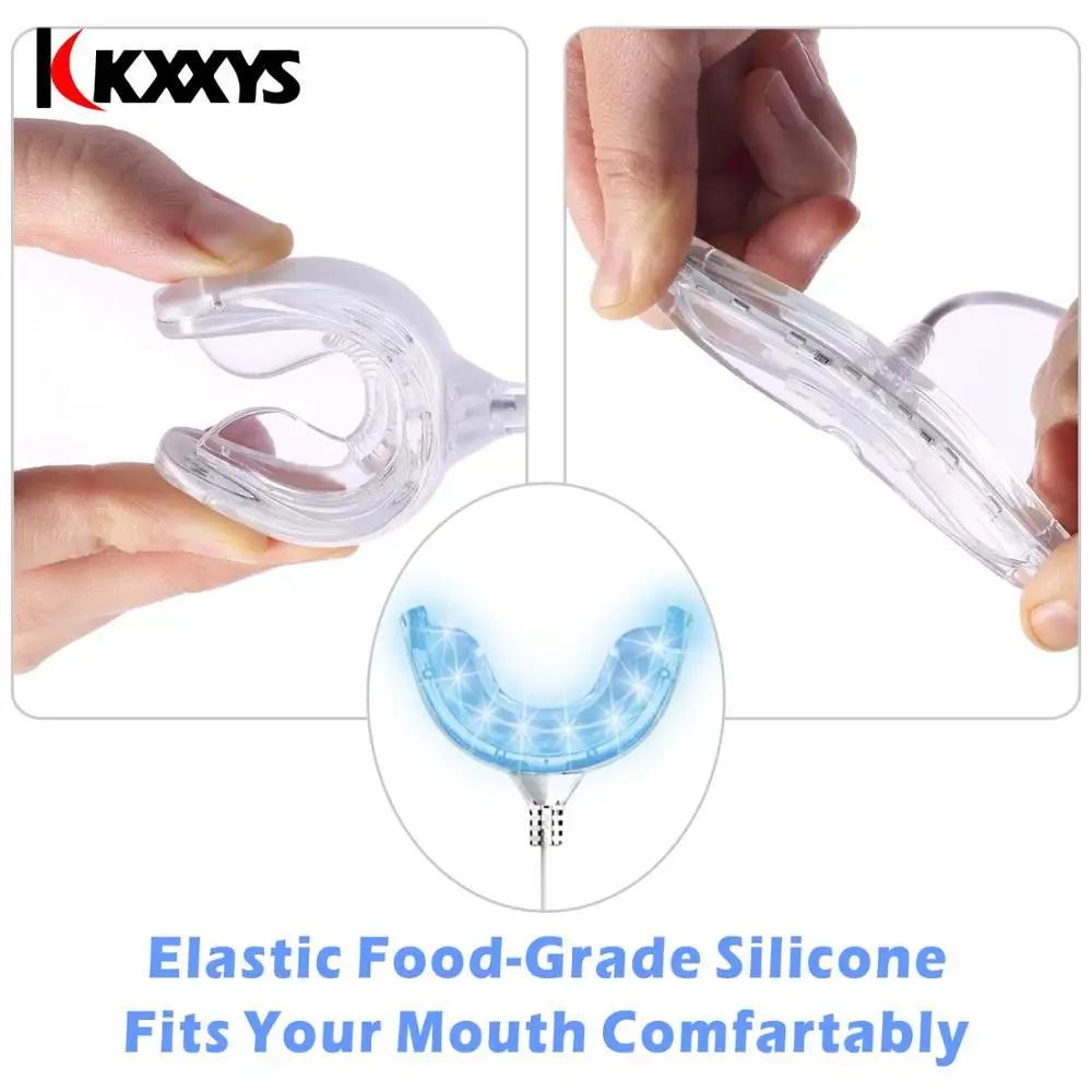 휴대용 스마트 타이밍 콜드 블루 라이트 LED 치아 미백 장치, 치과 미백, 2 개의 표백 젤, 2 개의 포트, 안드로이드 IOS용