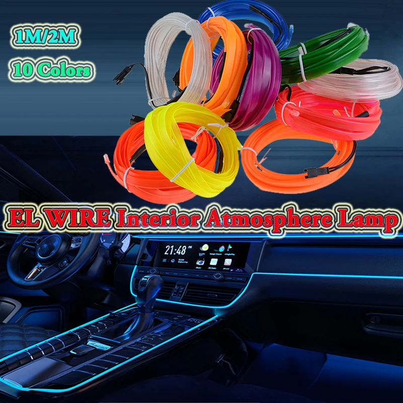 

Car EL Wire String Strip Rope Tube Light Interior Decorative Party Atmosphere LED Lamp Neon Lighting Flexible Decorated Prop