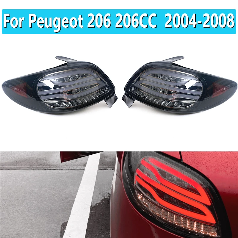 

1 пара для Peugeot 206 206CC 2004 2005 2006 2007 2008 автомобильный светодиодный красный Копченый задний фонарь сигнал поворота Стоп-сигнал бампер