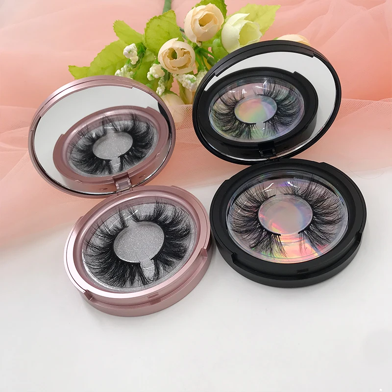 กระจก Lash Case ปกติขนตาธรรมชาติ Rose Gold รอบ Lash กล่อง 5D Lashes