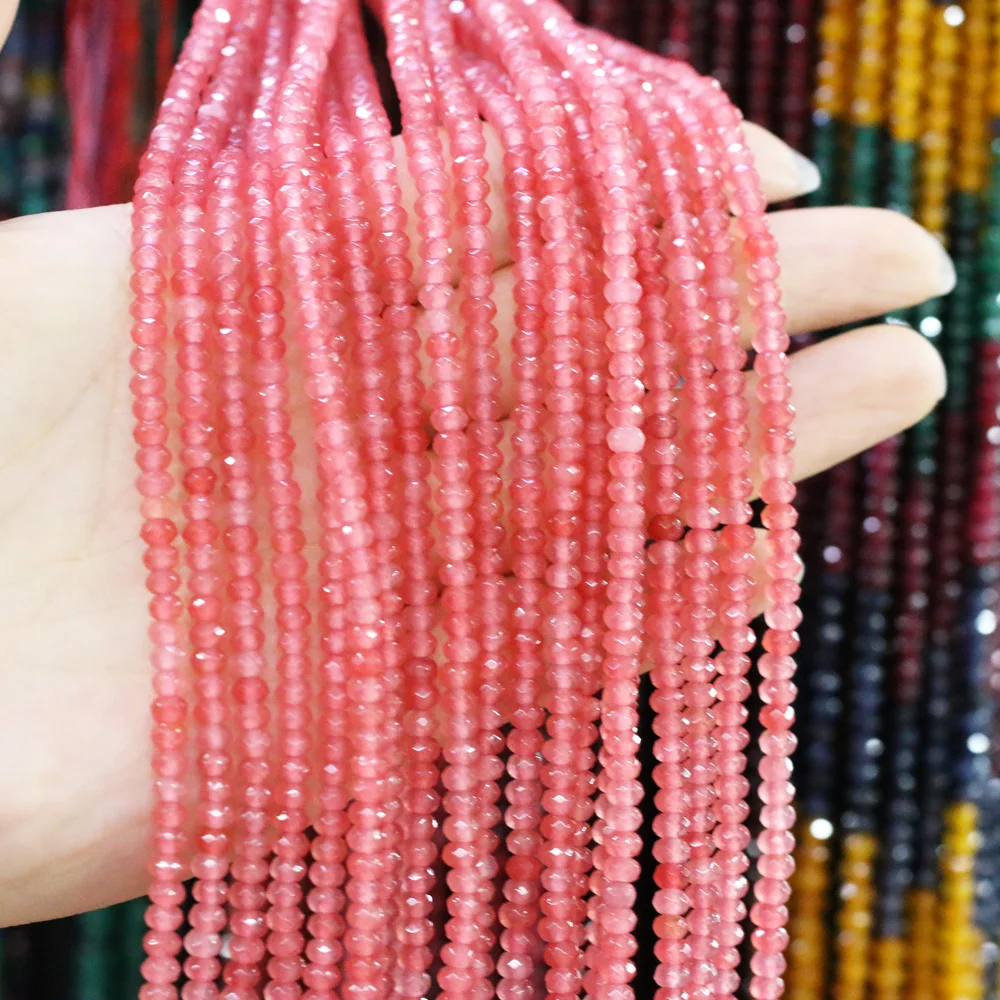 Section Natural Stone Bead Semi-precious Stones Faceted Flat Beads for Jewelry Making DIY Bracelet Necklace Accessories 2x4mm