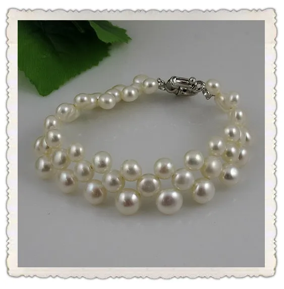 

Wedding Birthday Gift Girl's Pearl Bracelet,6-8mm White Color Genuine Freshwater Pearl Jewelry,Charming Women Gift