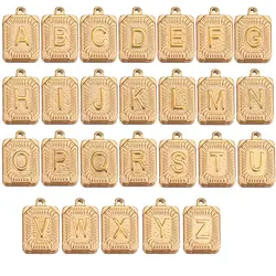 A-Z 26 Letter Alphabet Stainless Steel Charms Gold Plated Pendant Name Charm for DIY Bracelets Earring Jewelry Making Bulk Craft