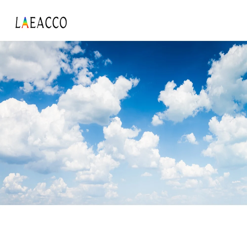 Laeacco Blue Sky Cloudy Party Wallpaper Home Decor Baby Natural Scenic Photography Backgrounds Photo Backdrops For Photo Studio