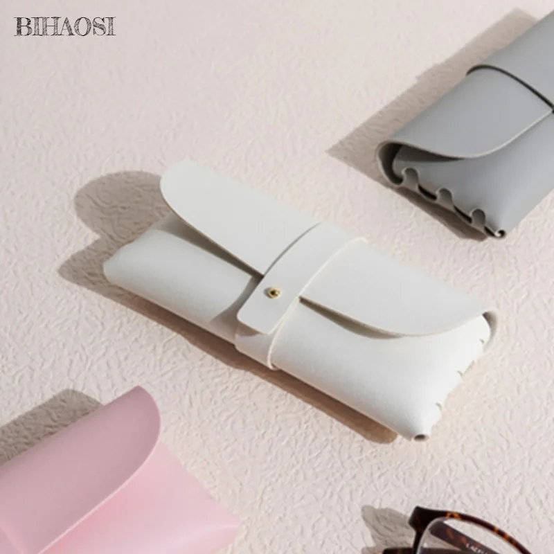 حقيبة تخزين نظارات من جلد البولي يوريثان، حقيبة نظارات بسيطة للأدب القديم، حافظة نظارات جلدية ناعمة، حقيبة تخزين نظارات شمسية محمولة للفتيات