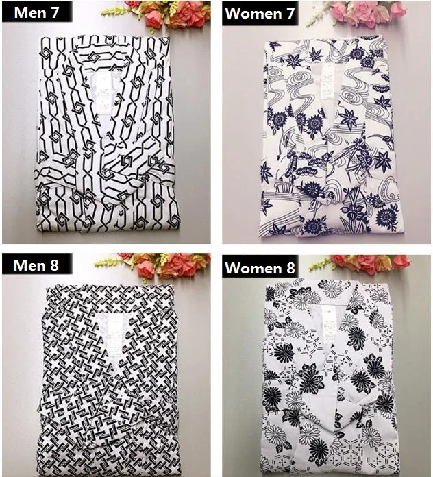 Women Men Japanese Kimono Robe Bathrobe Pajamas Cotton Yukata