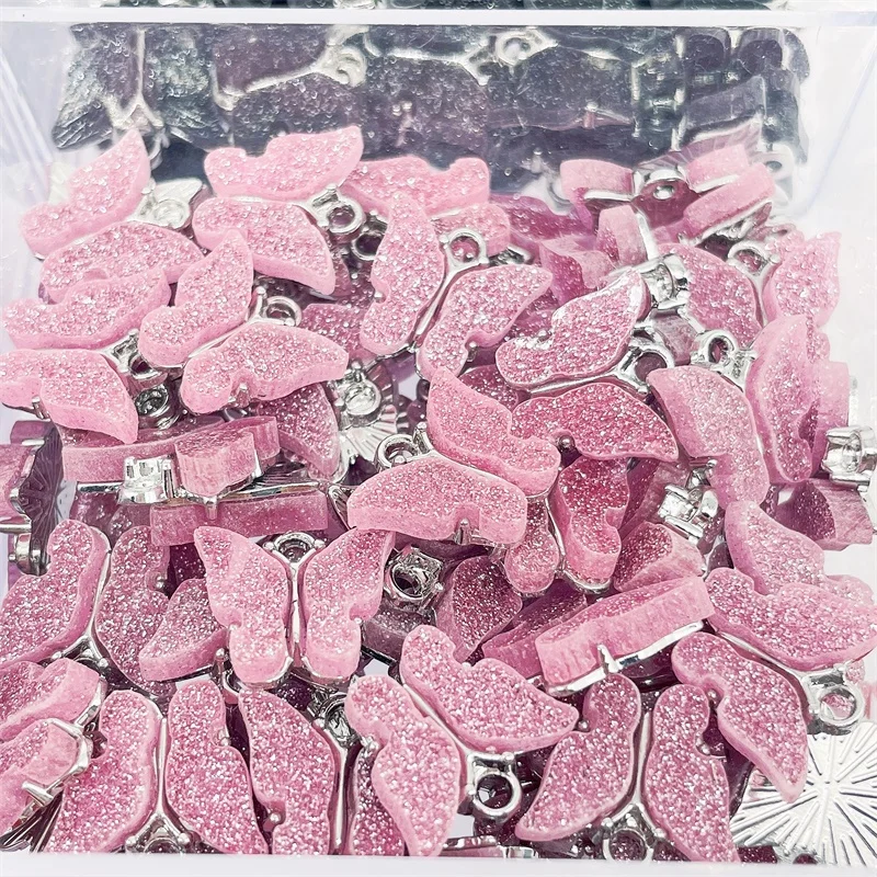20Pcs/Lot Silver Color Butterfly Insects Charms Colorful Resin Butterfly Pendant for Bracelet Necklace Jewelry Making Supplies