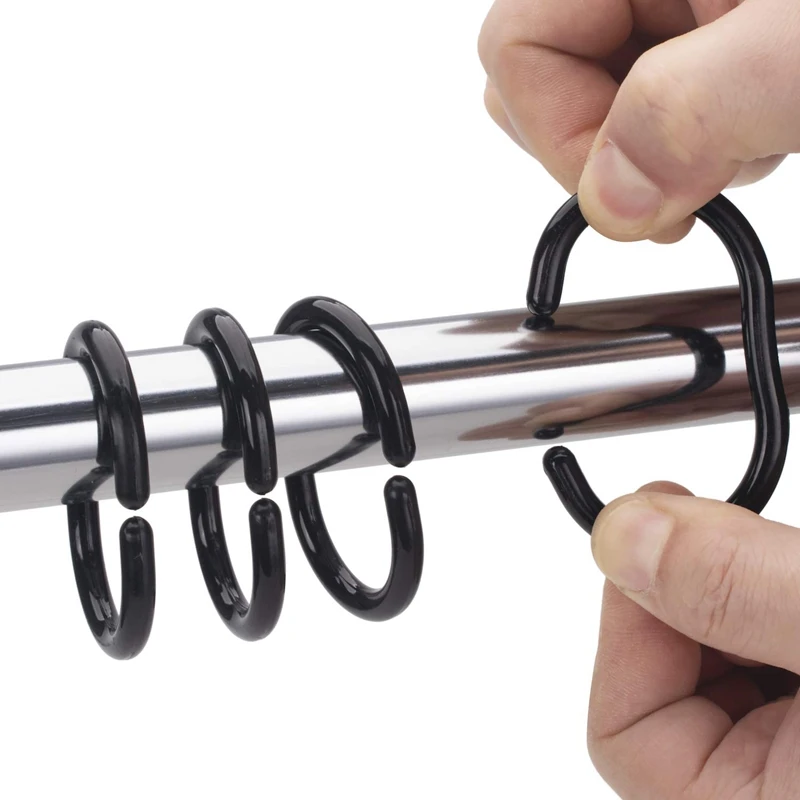 Promotion! 24 PCS Shower Curtain Rings Plastic Shower Curtain Hooks for Bathroom Shower Rod
