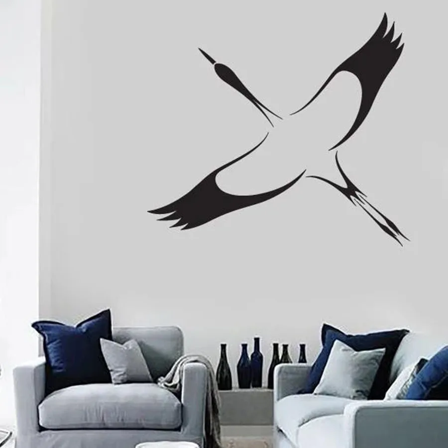 Vinyl Wall Sticker Stork Bird Symbol Good Fortune Long Life Wall Decal Bedroom Living Room Home Decor Art Mural Gift S1393